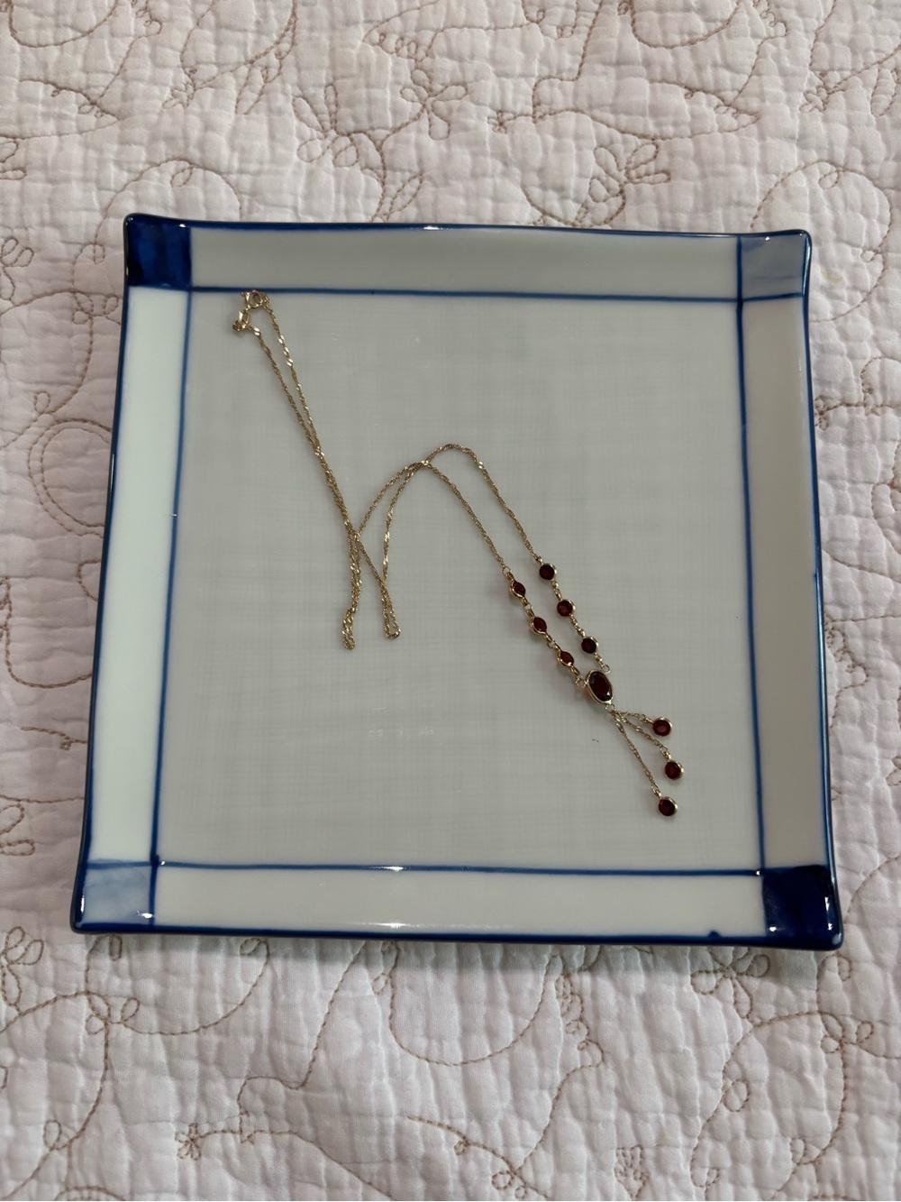 Vintage 18 karat Gold and Garnet Lariat